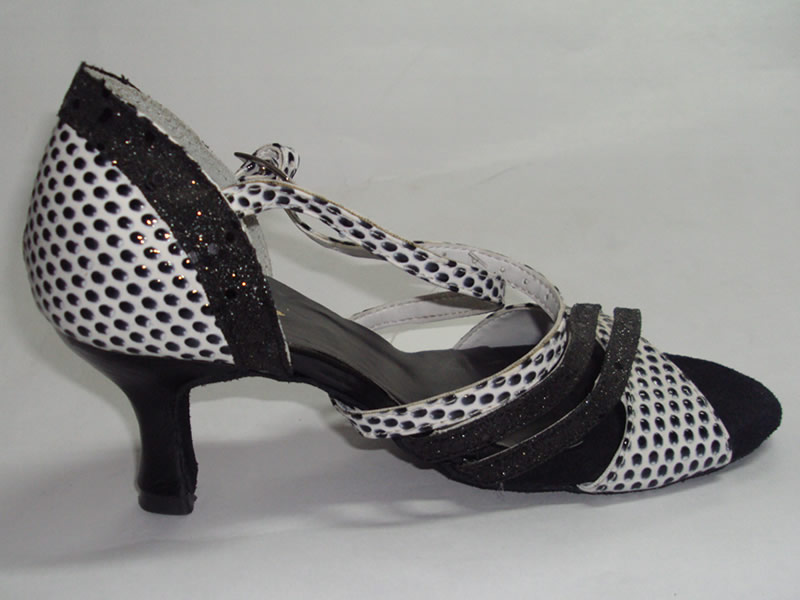 Dotty black and white salsa shoes 